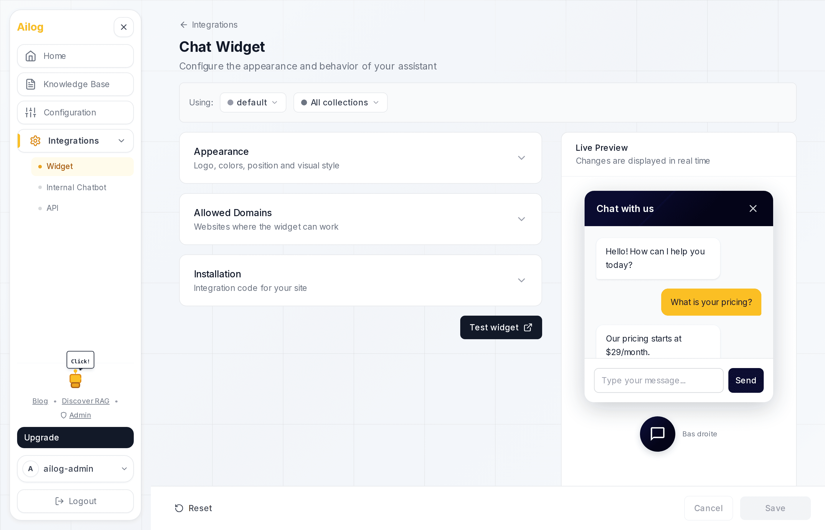 Widget Configuration